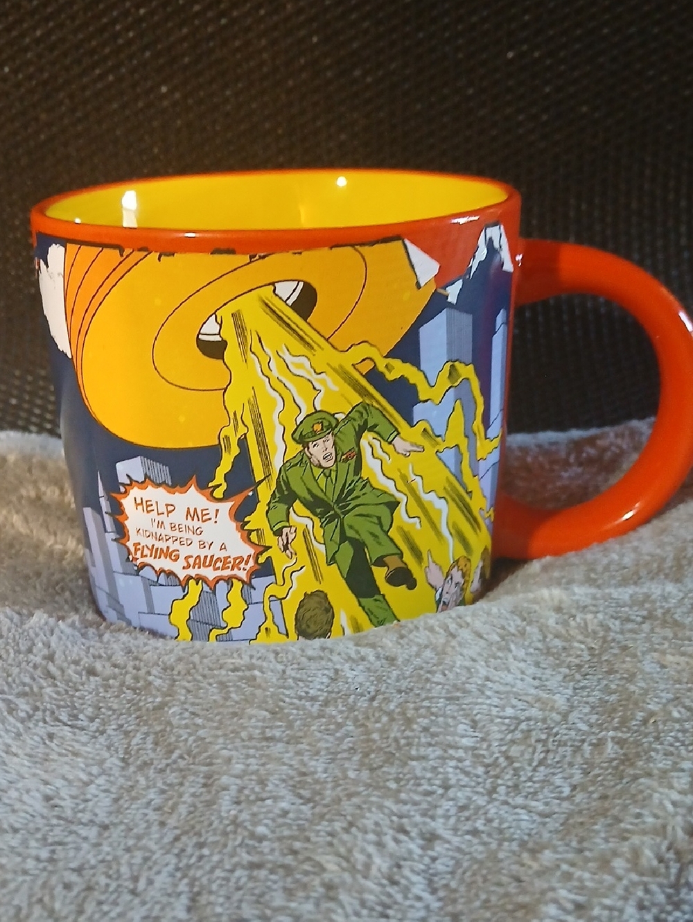 Comic-Strip Ceramic Coffee Mug - Red & Yellow